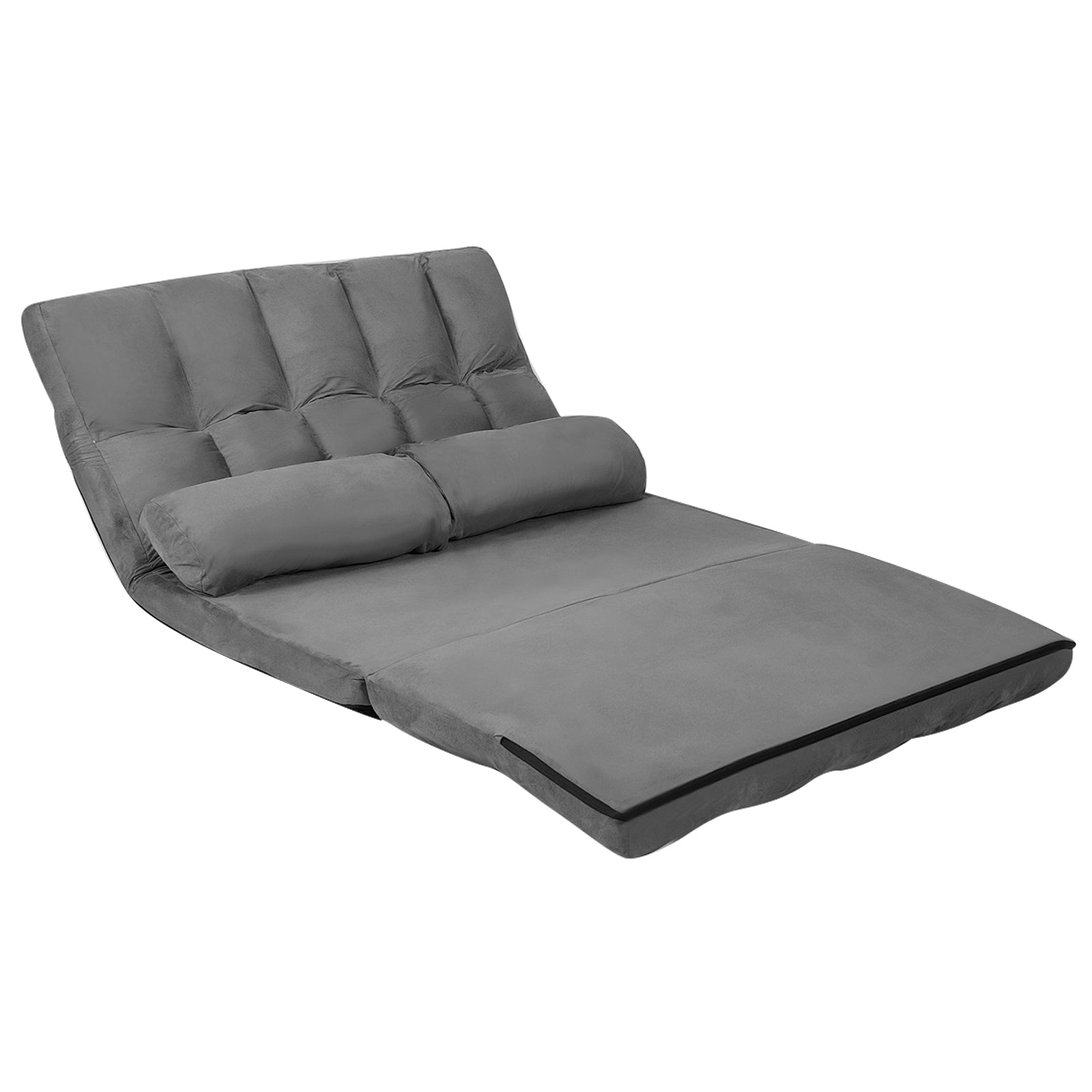 6-Position Foldable Floor Sofa Bed with Detachable Cloth Cover-Beige - Gray