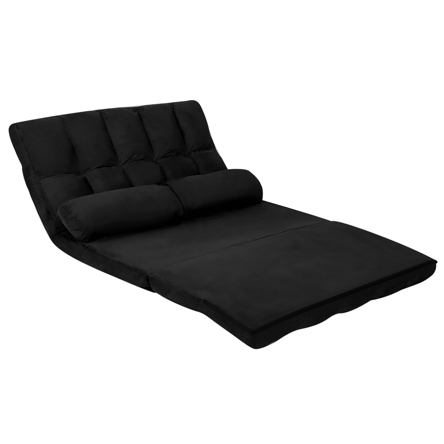 6-Position Foldable Floor Sofa Bed with Detachable Cloth Cover-Beige - Black