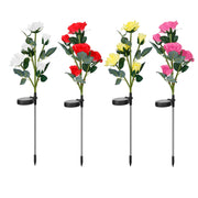 2Pcs Solar Powered Lights Outdoor Rose Flower LED Decorative Lamp