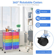 20 Drawers Storage Rolling Cart Studio Organizer-Multicolor