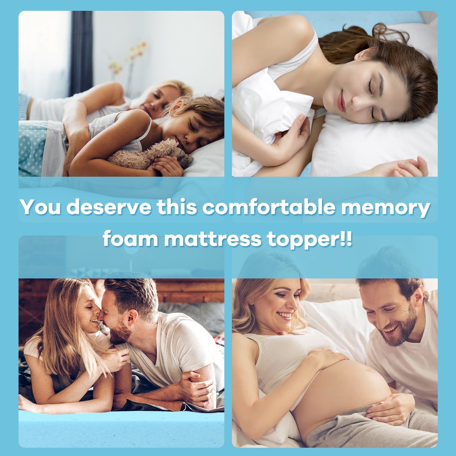 3 Inch Gel-Infused Cooling Bed Topper for All-Night Comfy-75 x 54 inch