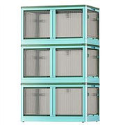 3Pcs Foldable Storage Bins with Lid 4 Doors Collapsible Stackable Closet Organizer