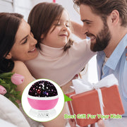 Pink LED Rotating Starry Sky Projector Kids Night Light