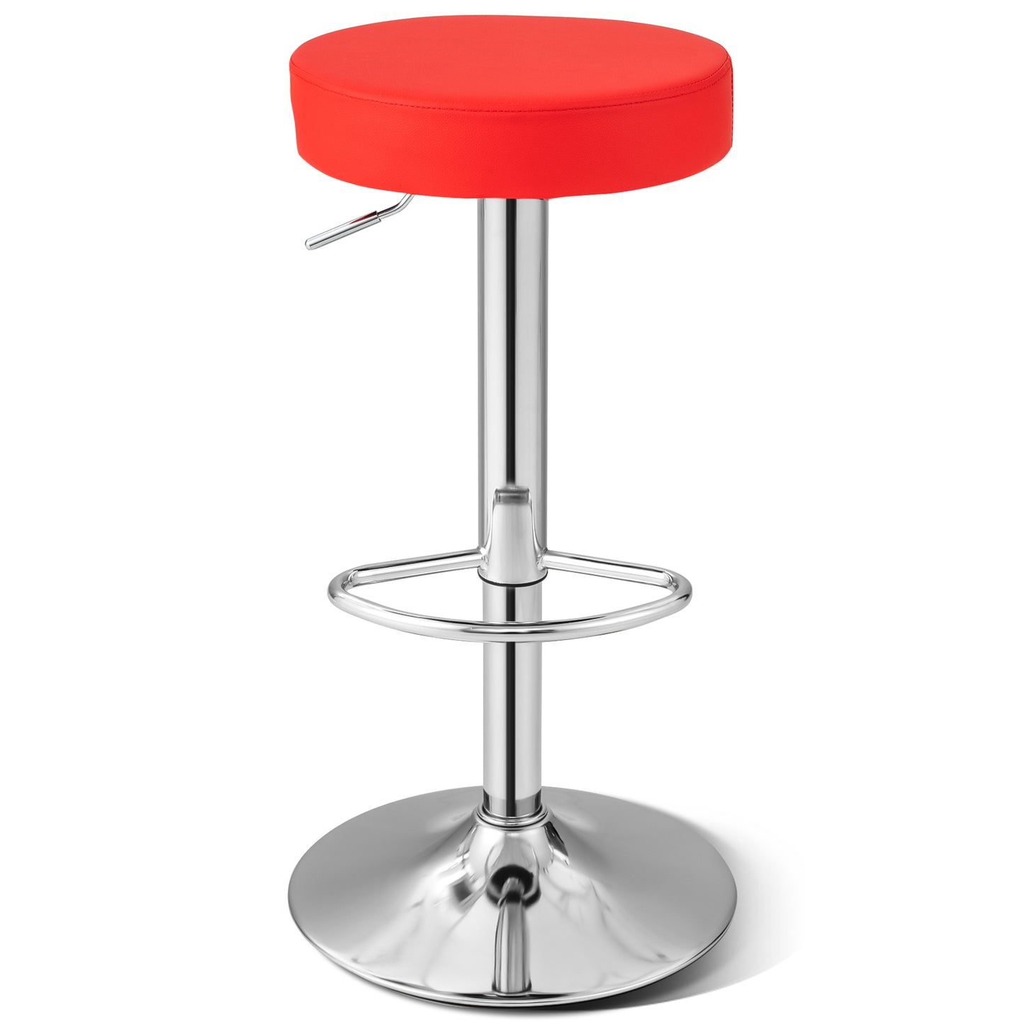 1 PC Round Bar Stool Adjustable Swivel Pub Chair-Red - Red