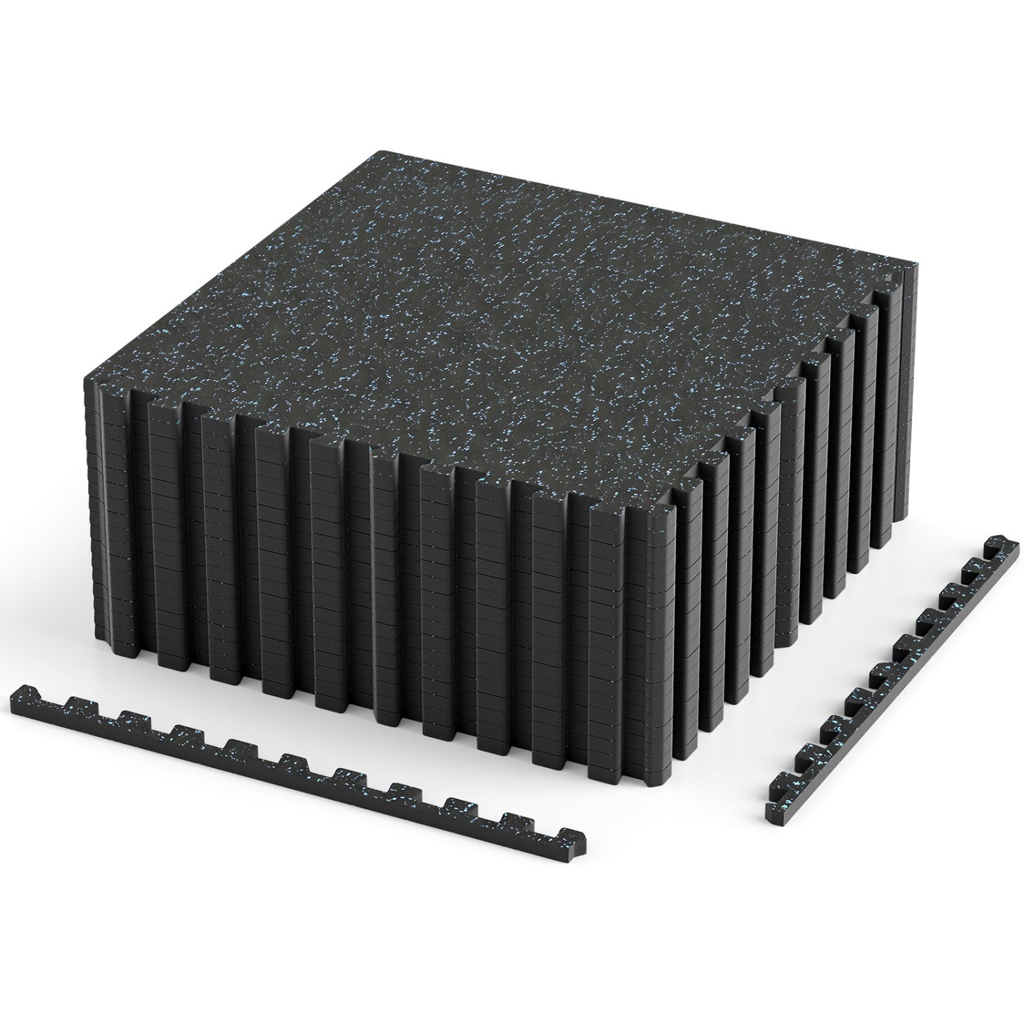 Interlocking Rubber Exercise Mat 70 Sq Ft with Borders