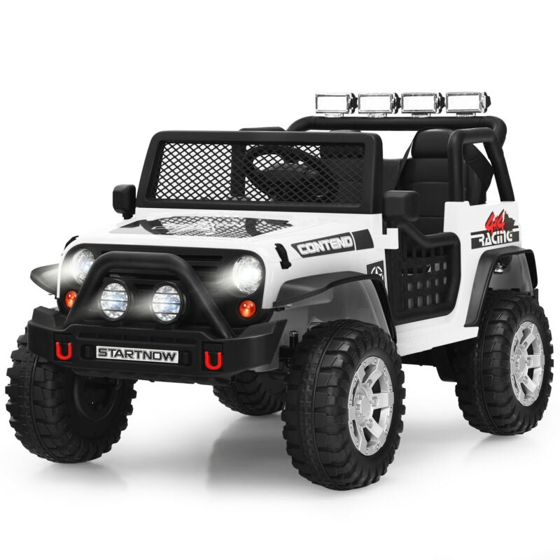 12V Kids Electric Ride On Truck with Remote Control and Operation Lever-Red - White