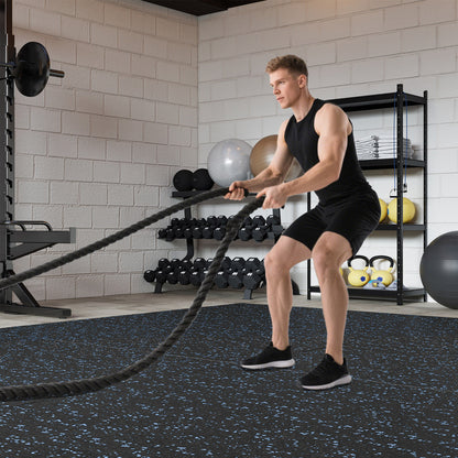 Interlocking Rubber Exercise Mat Set 48 Sq Ft with Borders