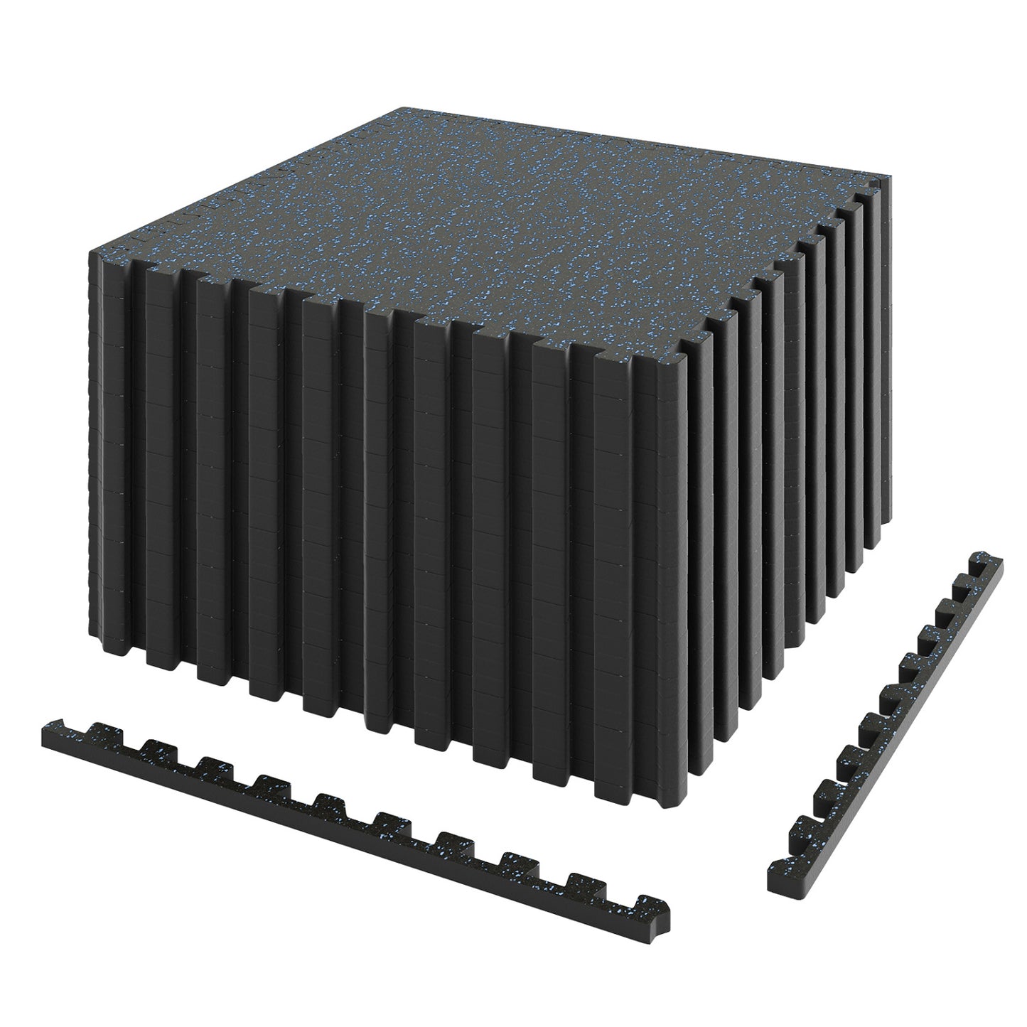 Interlocking Rubber Exercise Mat Set 48 Sq Ft with Borders
