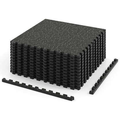 0.79 inch Thick Rubber Top Exercise Mat 48 Sq Ft with Boarders