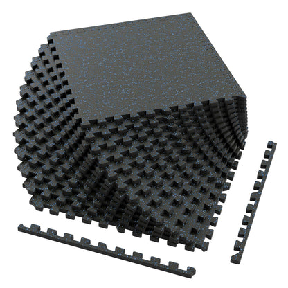 Interlocking Rubber Exercise Mat 48 Sq Ft with Borders