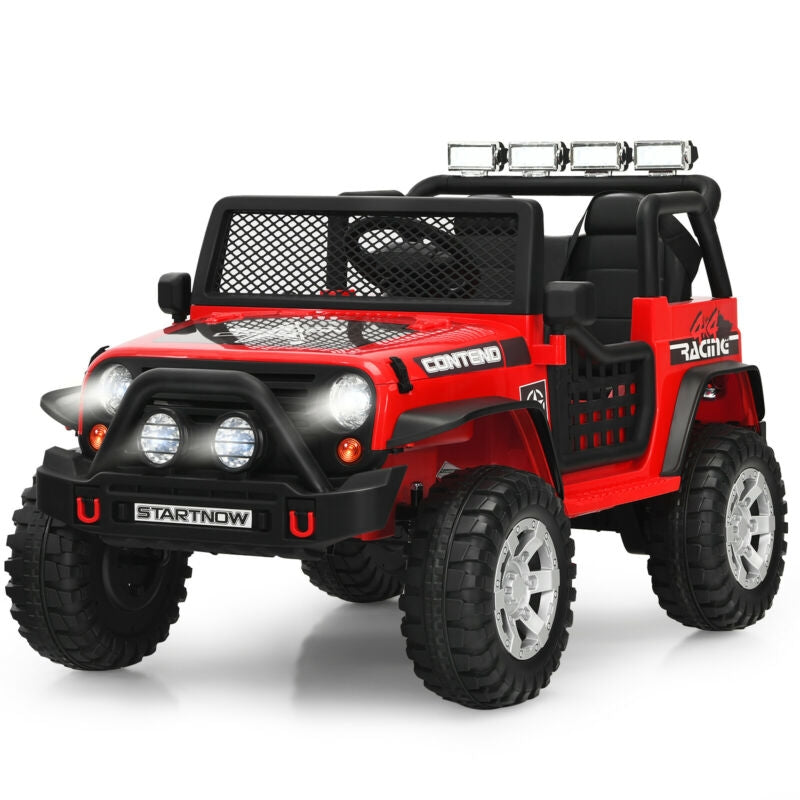 12V Kids Electric Ride On Truck with Remote Control and Operation Lever-Red - Red