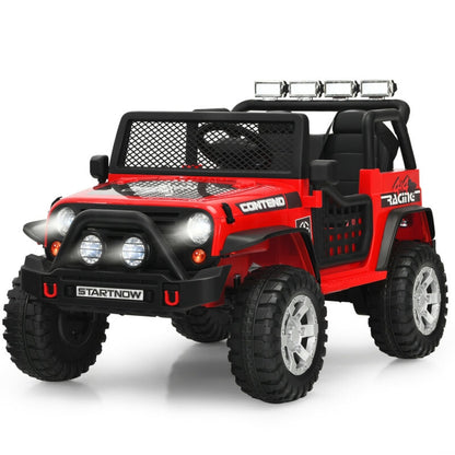 12V Kids Electric Ride On Truck with Remote Control and Operation Lever-Red - Red