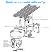 Solar WIFI Security Camera IP66 Waterproof USB Battery Powered