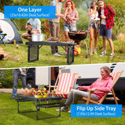 Foldable Camping Grill Table with Side Trays