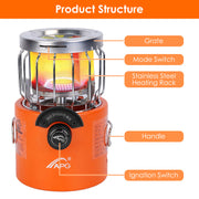 2000W 2 In 1 Camping Stove Tent Heater Outdoor Gas Stove