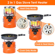 2000W 2 In 1 Camping Stove Tent Heater Outdoor Gas Stove