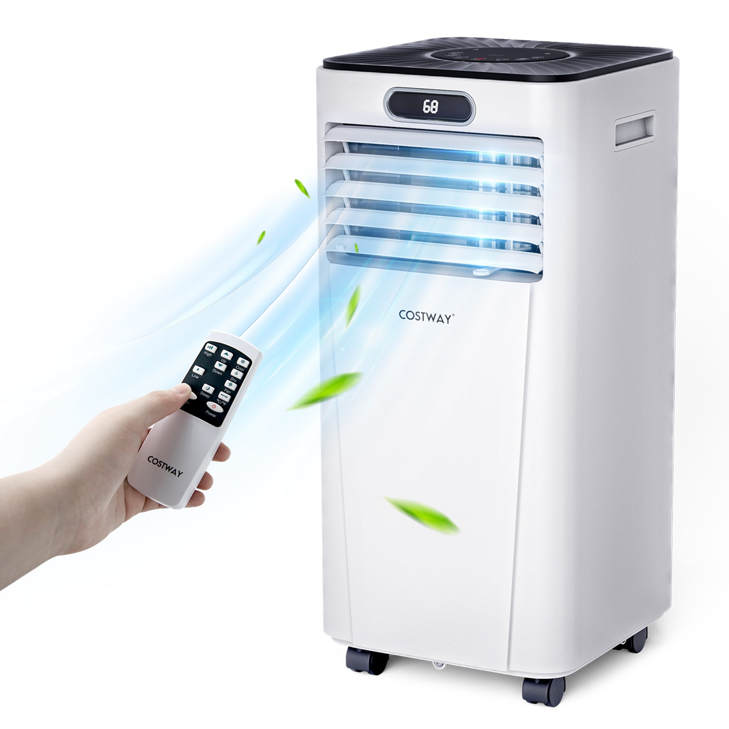 10000 BTU 4-in-1 Portable Air Conditioner with Dehumidifier and Fan Mode-Dark Blue - White