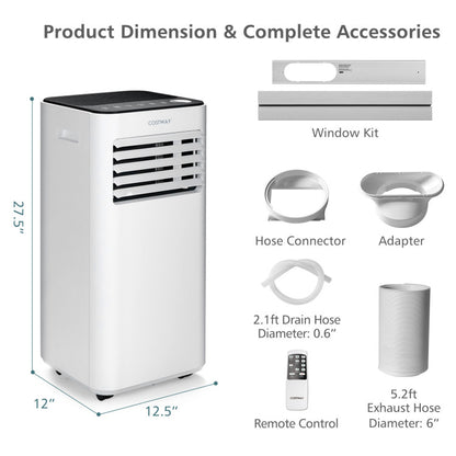 10,000 BTU (ASHRAE) Portable AC – 3-in-1