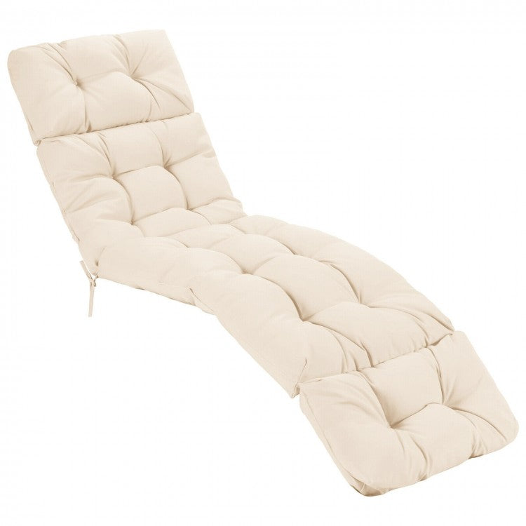 Outdoor Lounge Chaise Cushion with String Ties for Garden Poolside-Navy - Beige