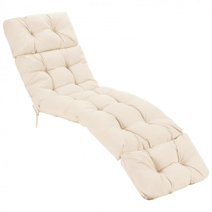 Outdoor Lounge Chaise Cushion with String Ties for Garden Poolside-Navy - Beige