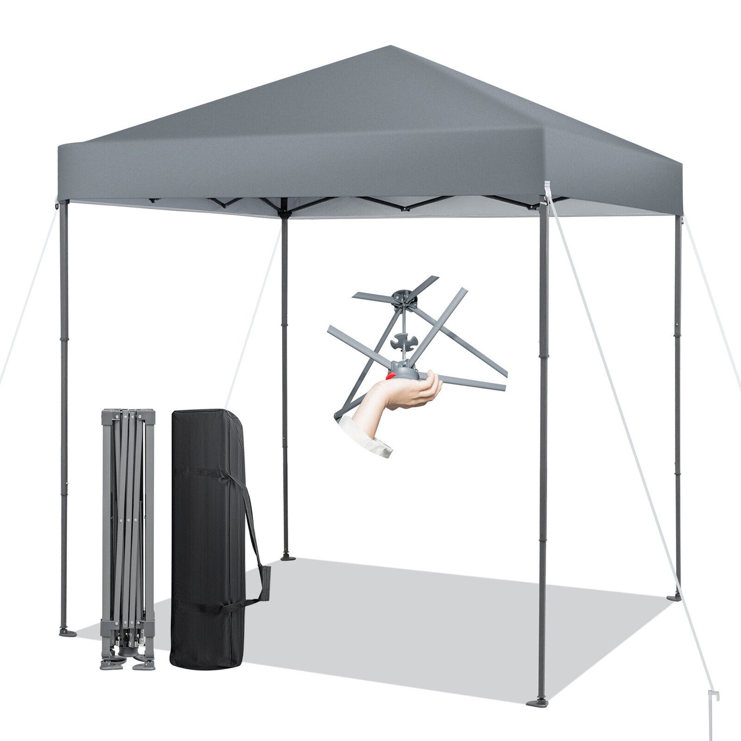 6.6 x 6.6 Feet Outdoor Pop-up Canopy Tent with UPF 50+ Sun Protection-Pink - Gray