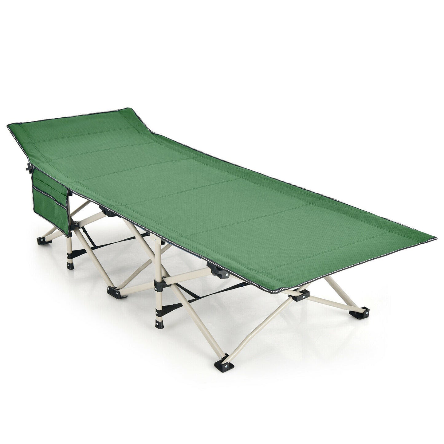 Wide Foldable Camping Cot with Carry Bag-Blue - Green