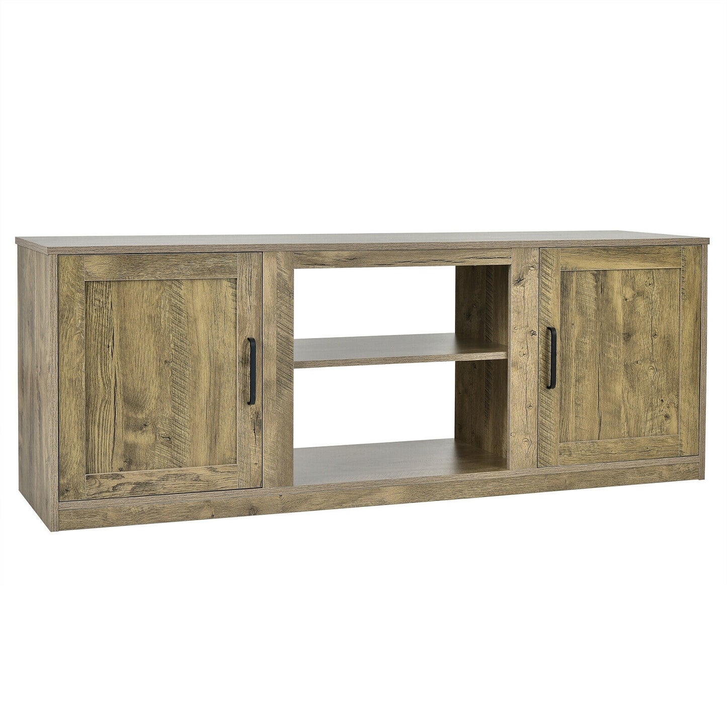 TV Stand with Double Barn Doors for TVs up to 65 Inch-Vintage - Natural