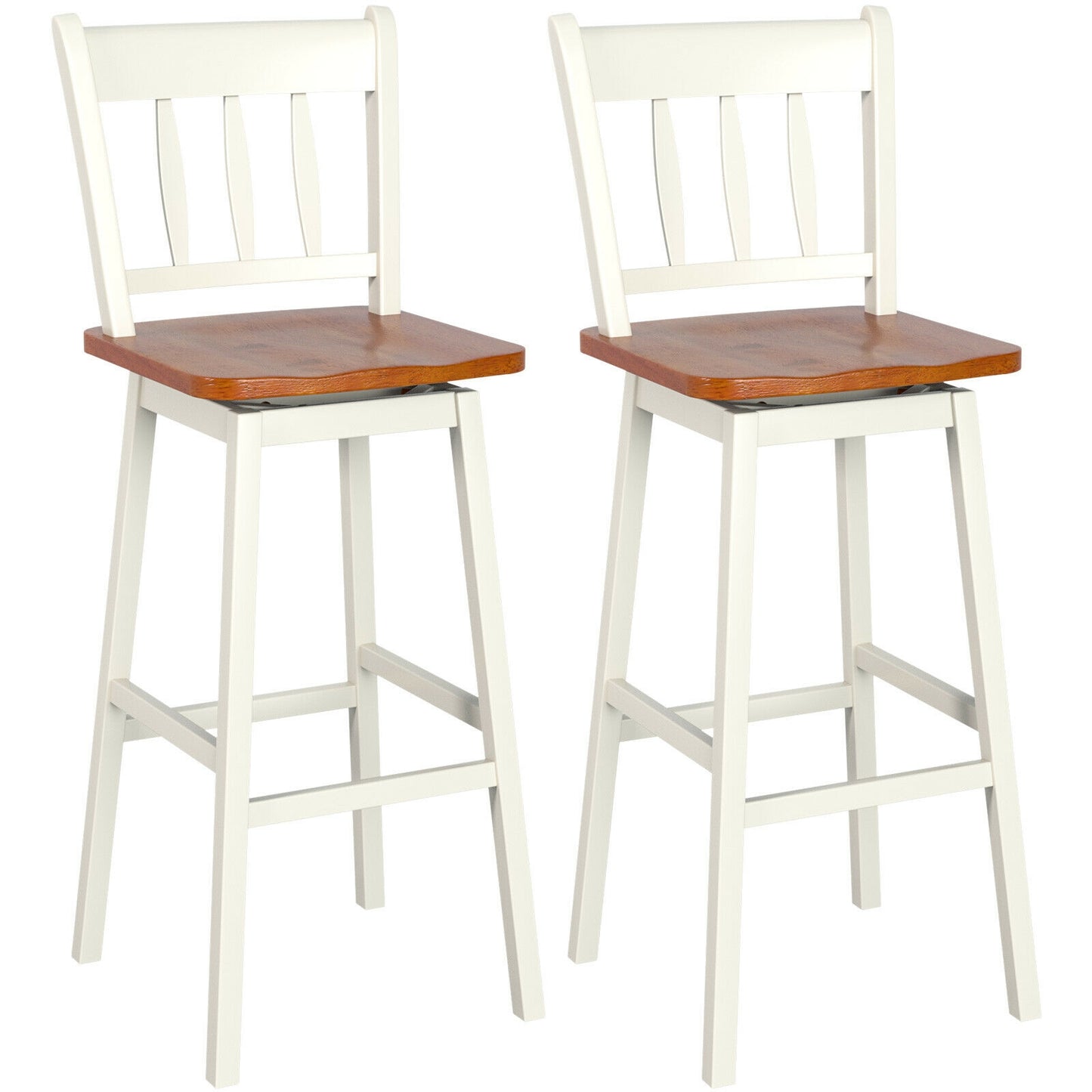 30.5 Inches Set of 2 Swivel Bar Stools with 360¬∞ Swiveling-White