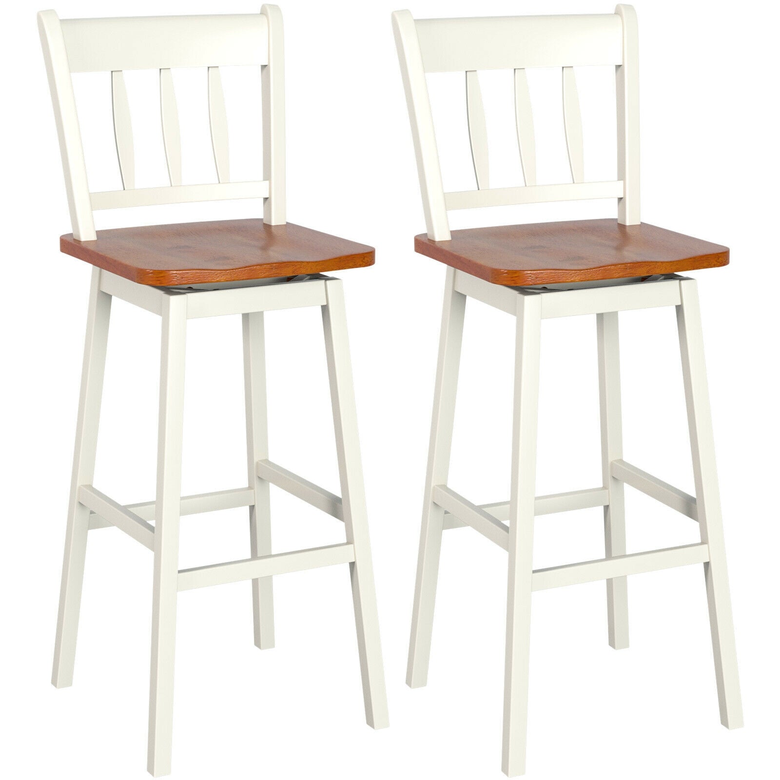 30.5 Inches Set of 2 Swivel Bar Stools with 360¬∞ Swiveling-White