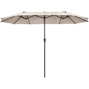 15 Feet Patio Double-Sided Umbrella with Hand-Crank System-Beige
