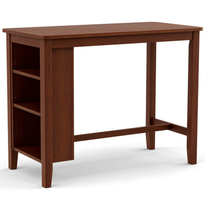 Counter Height Bar Table with 3-Tier Storage Shelves for Home Restaurant