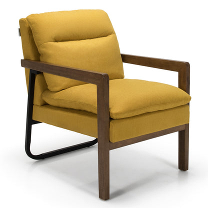 Single Sofa Chair with Extra-Thick Padded Backrest and Seat Cushion-Blue - Yellow
