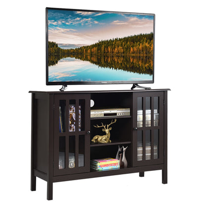 Wooden TV Stand Console Cabinet for 50 Inch TV-Brown - Brown