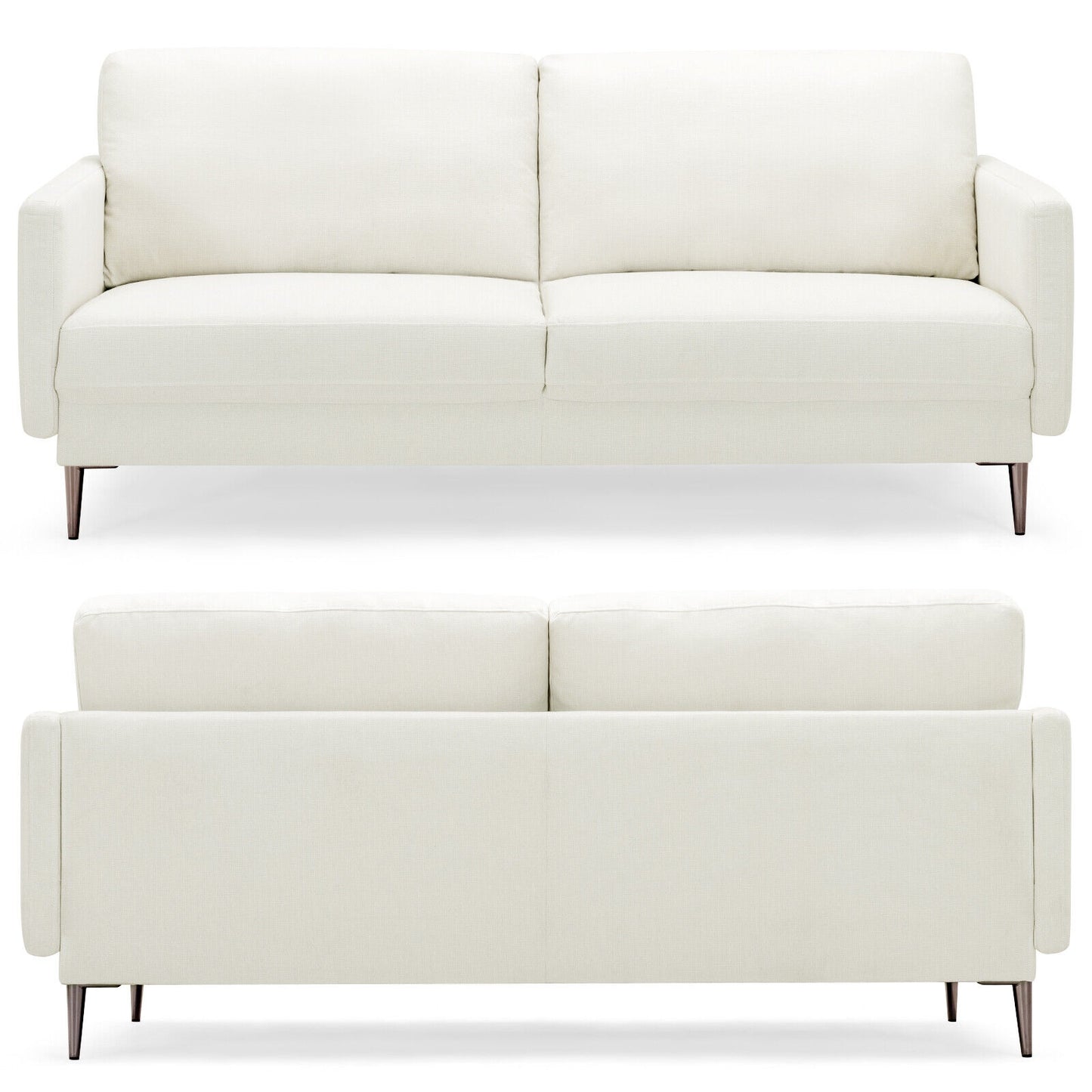 Modern Loveseat with Comfy Backrest Cushions-White