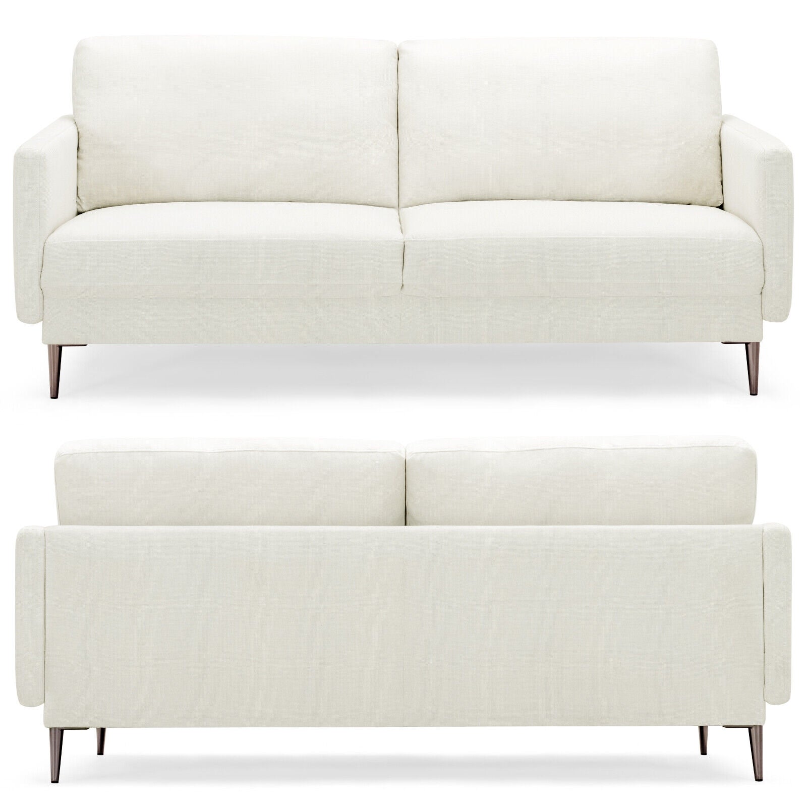 Modern Loveseat with Comfy Backrest Cushions-White