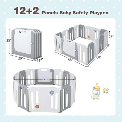 14 Panels Kids Safety Activity Play Center with Drawing Board