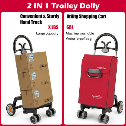 Folding Shopping Cart Utility Hand Truck with Rolling Swivel Wheels