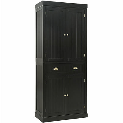 Cupboard Freestanding Kitchen Cabinet w/ Adjustable Shelves-Gray - Dark Brown