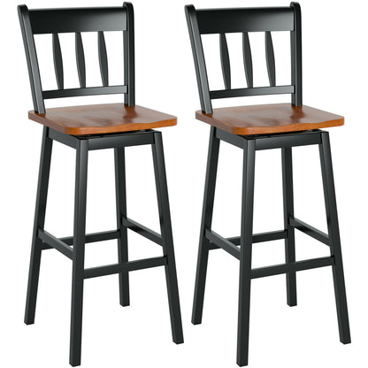 30.5 Inches Set of 2 Swivel Bar Stools with 360¬∞ Swiveling-Black