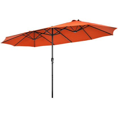 15 Feet Patio Double-Sided Umbrella with Hand-Crank System-Turquoise - Orange