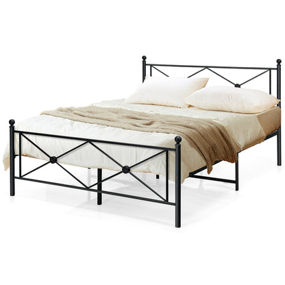 Full/Queen Size Metal Bed Frame Platform with Headboard-Queen Size