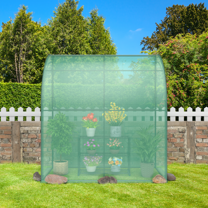 Lean-to Greenhouse with Flower Rack 7 x 3.5 x 7 Feet