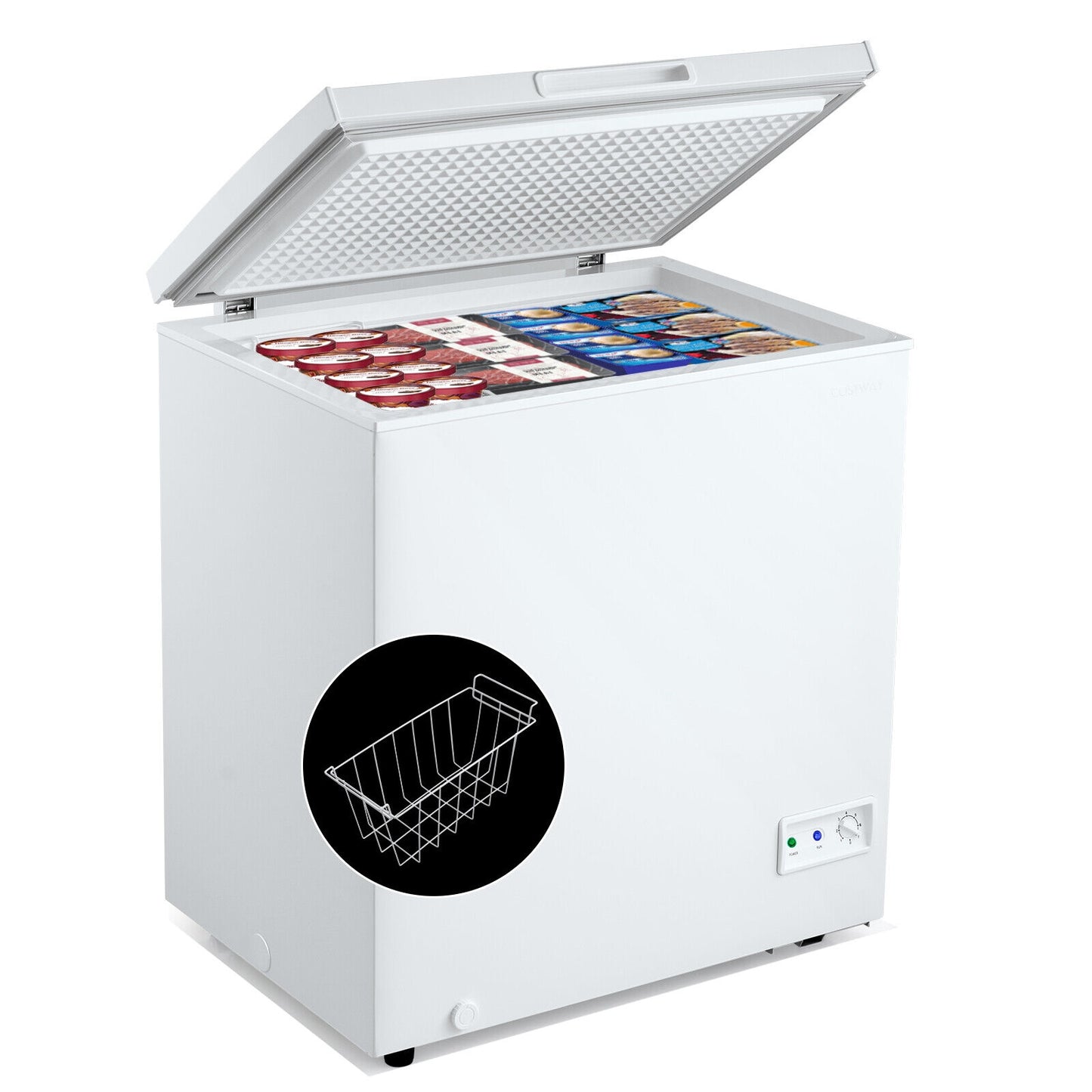 3.5/5 Cu.ft Compact Chest Freezer with Removable Storage Basket-5 Cubic Feet - 5 Cubic Feet