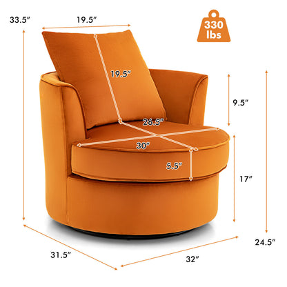 Modern 360¬∞ Swivel Barrel Chair with No Assembly Needed-Orange