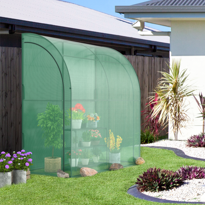 Lean-to Greenhouse with Flower Rack 7 x 3.5 x 7 Feet