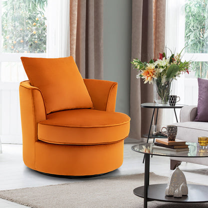 Modern 360¬∞ Swivel Barrel Chair with No Assembly Needed-Orange