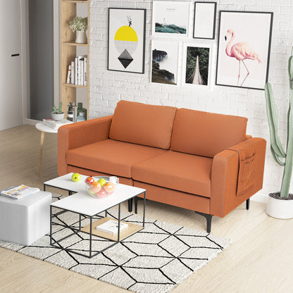 Modern Loveseat Sofa Couch with Side Storage Pocket and Sponged Padded Seat Cushions