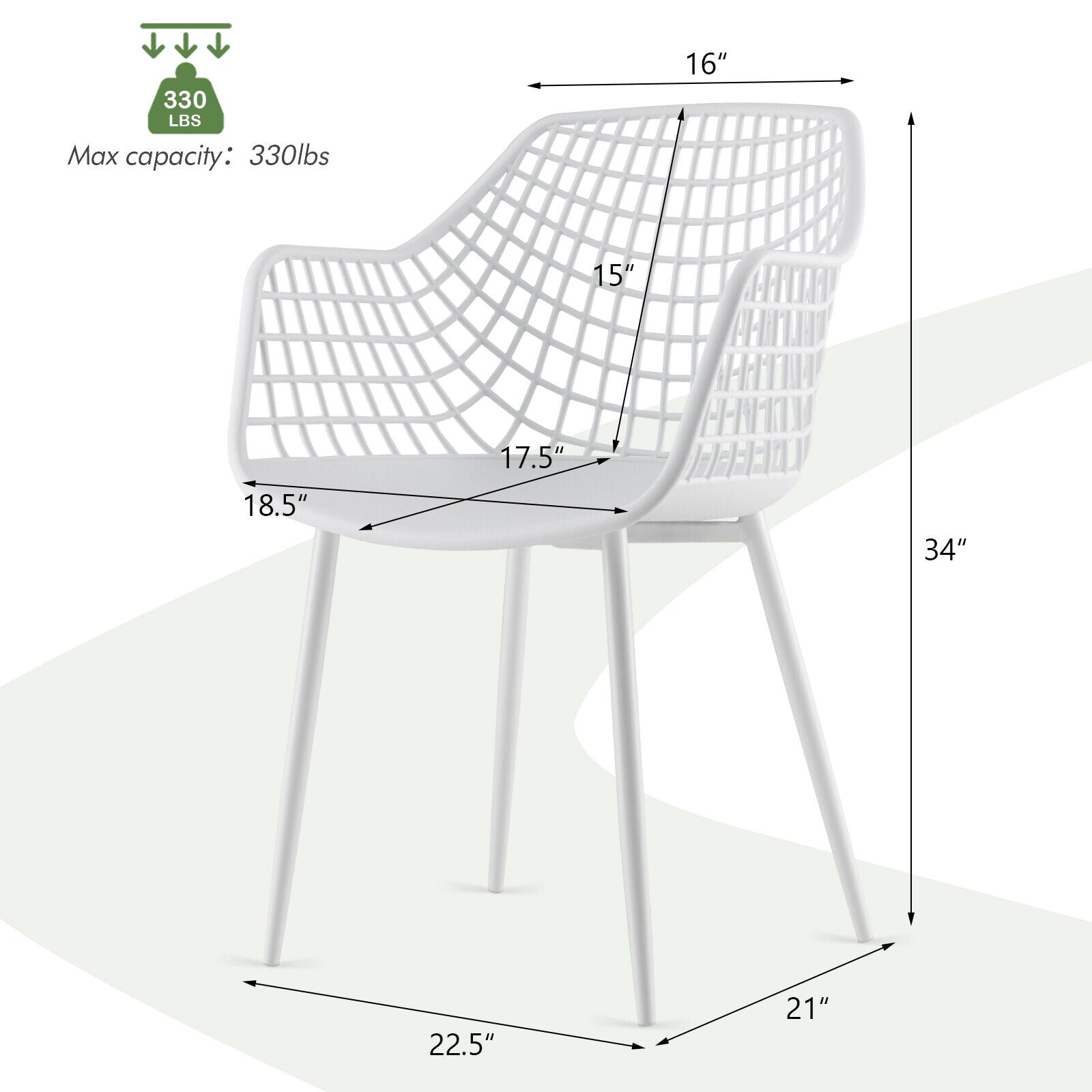 Set of 4 Heavy Duty Modern Dining Chair with Airy Hollow Backrest-White - White