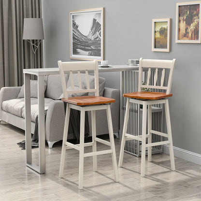 30.5 Inches Set of 2 Swivel Bar Stools with 360¬∞ Swiveling-White