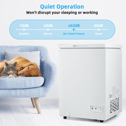 3.5/5 Cu.ft Compact Chest Freezer with Removable Storage Basket